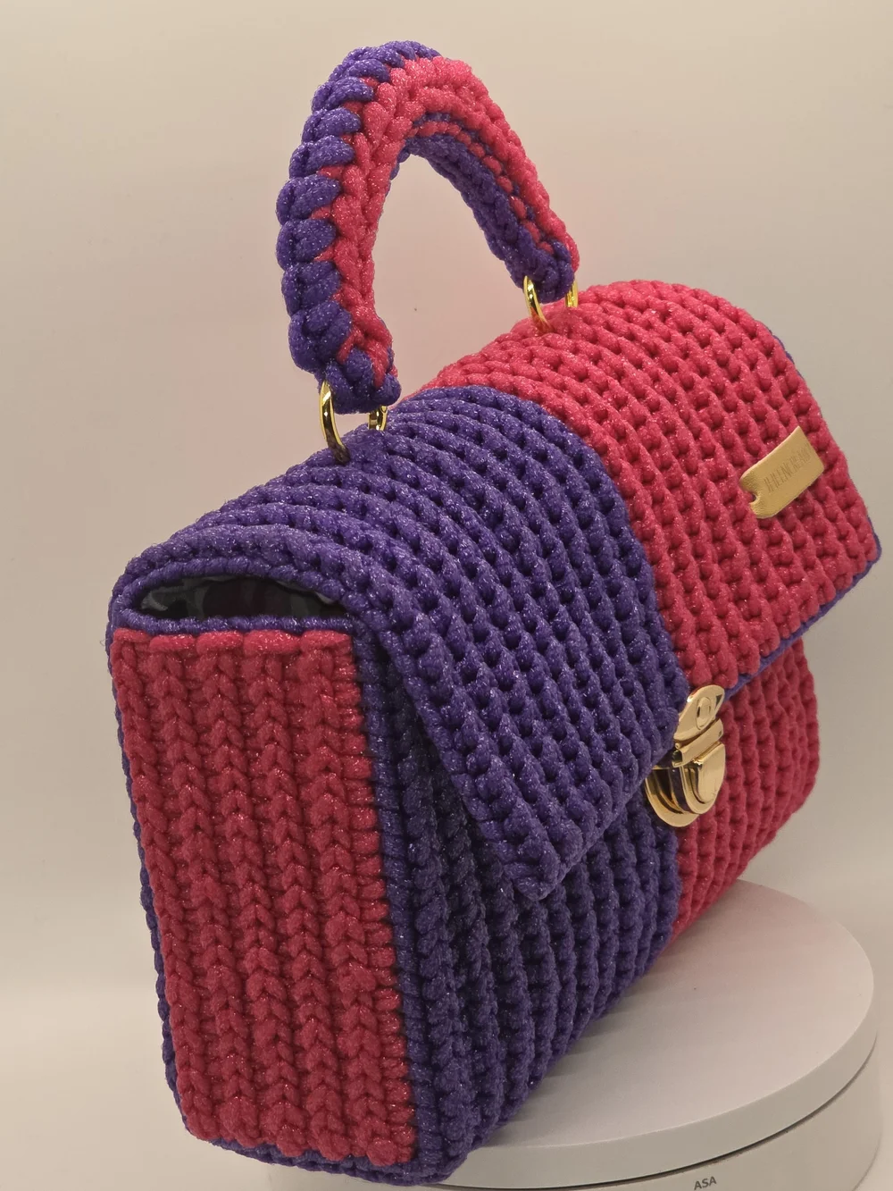 Purple & Pink Braided Top-Handle Women’s Bag